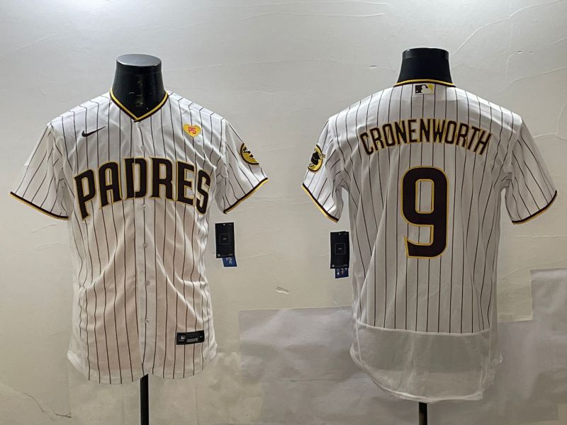 Men San Diego Padres #9 Cronenworth White Stripe Elite 2025 Nike MLB Jersey style 6